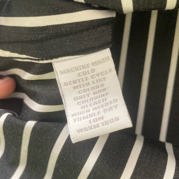 Charter Club Retro Striped Unisex Goth Plus Button Up Black White 16 - Picture 8 of 10